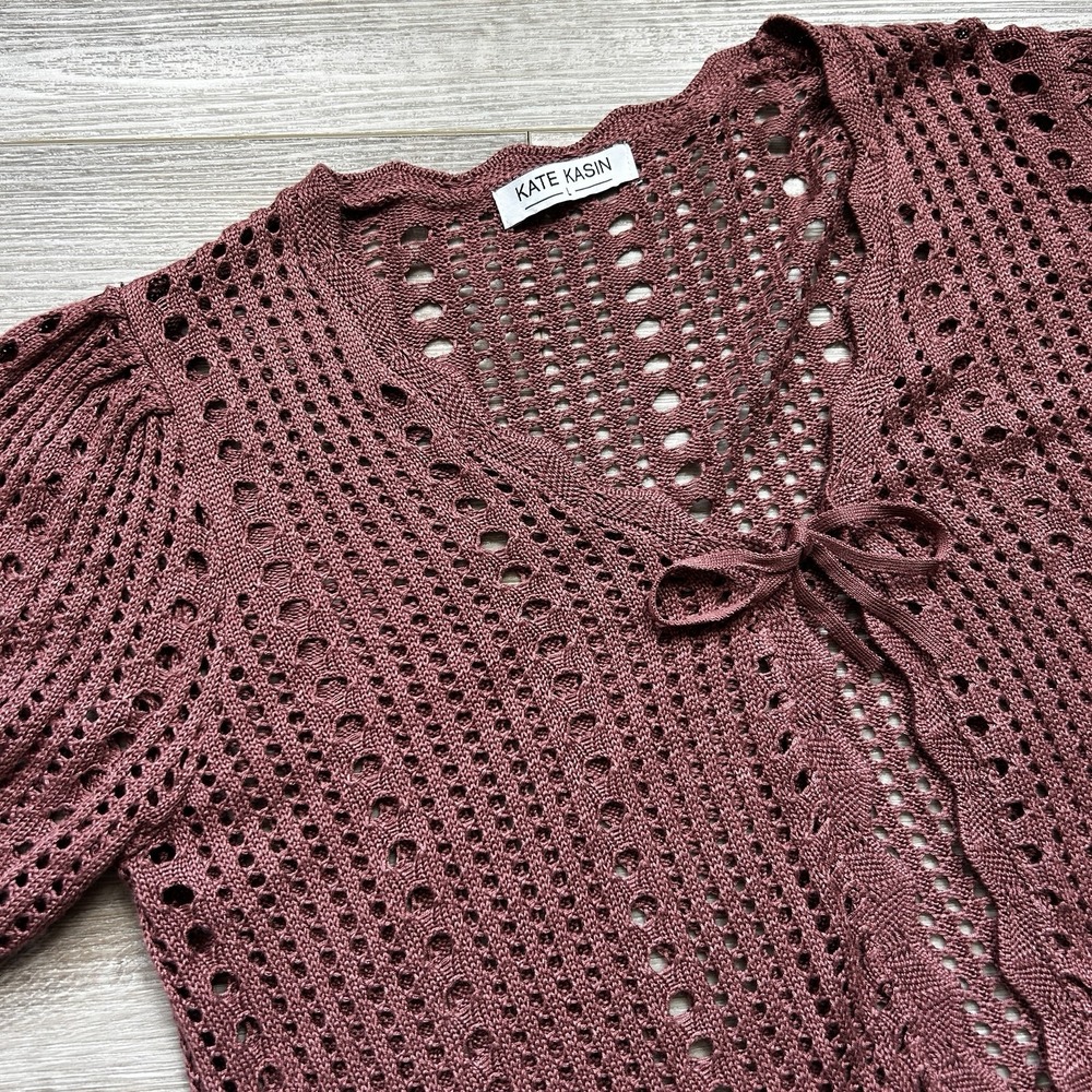 Kate Kasin Women's Mauve Open-Knit Shrug
